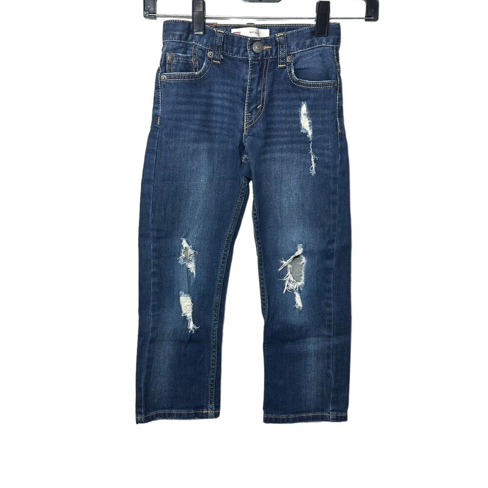 Levis Girls 511 Slim Fit Jeans Size 5 Reg Distressed Denim Blue Jeans 4-5 Yrs